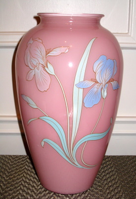 an iris-themed vase