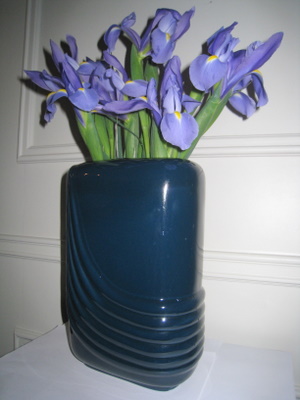 An '80s Deco vase full of iris