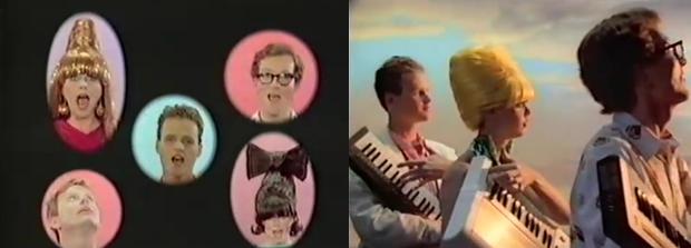 Stills from the video for the B-52's 1983 track "Song for a Future Generation"