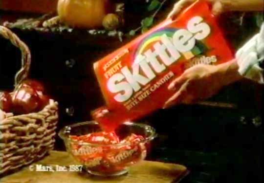 A still from a late '80s Skittles commercial