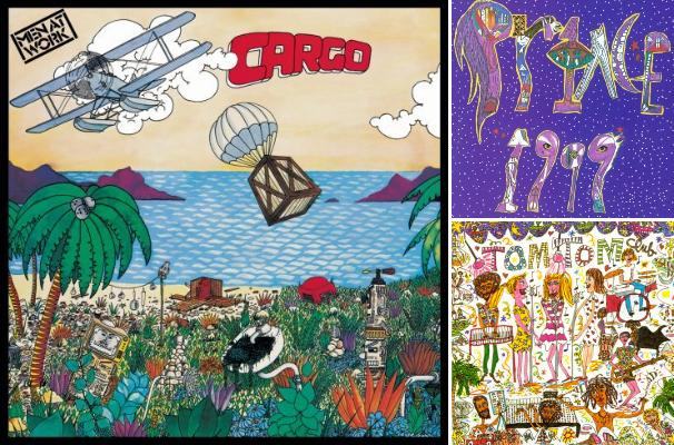 '80s album covers for Men at Work, Prince, and the Tom Tom Club
