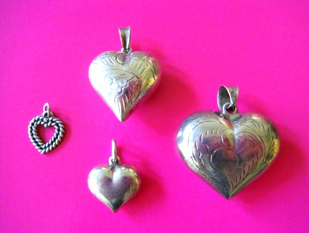 1980s silver heart pendants