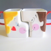 vintage Valentine's Day mugs