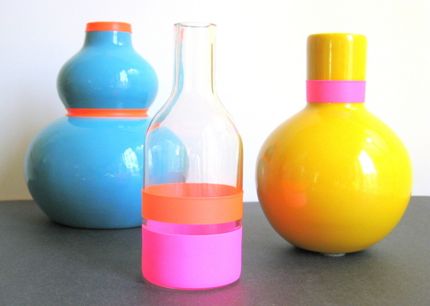Flagger's tape adds an '80s touch to a trio of vases