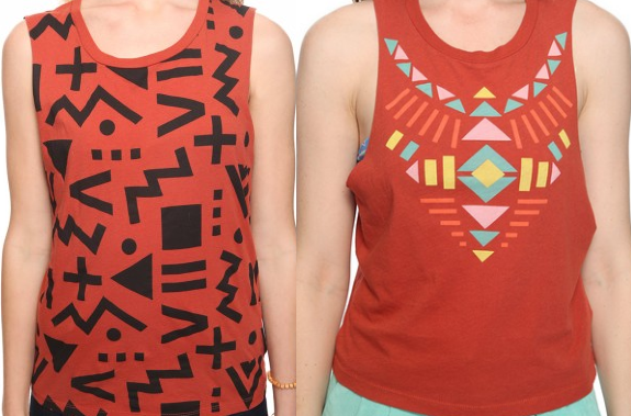 '80s-style geometric tank tops in red from Forever 21