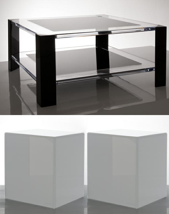 Acrylic coffee and end tables from Alexandra Von Furstenberg
