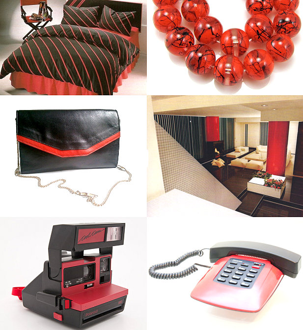 '80s red and black fashion and interior design finds