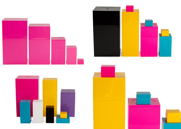 AMAC plastic boxes in retro colors