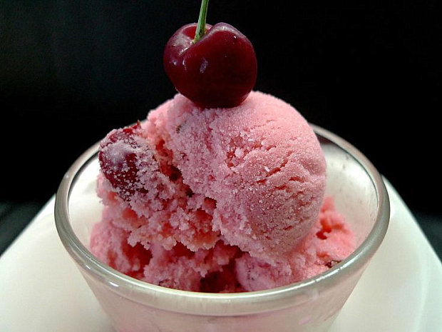 Cherry ice cream for a sweet finish to a Neon Noir party