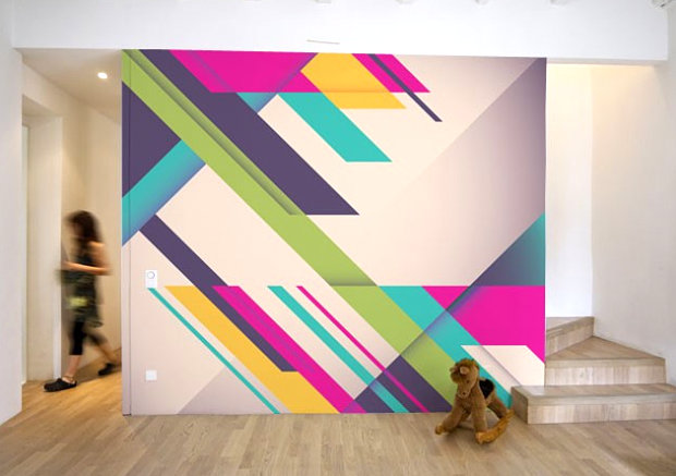A removable geometric wall mural from Eazy Wallz