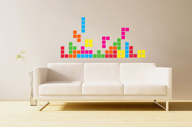 A Tetris-inspired wall decal from Etsy shop Yellow Bess
