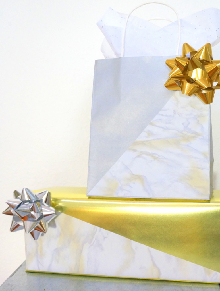 Marble and metallic gift wrap