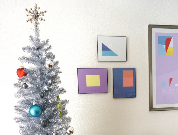 Simple forms and bright colors make an '80s Christmas statement