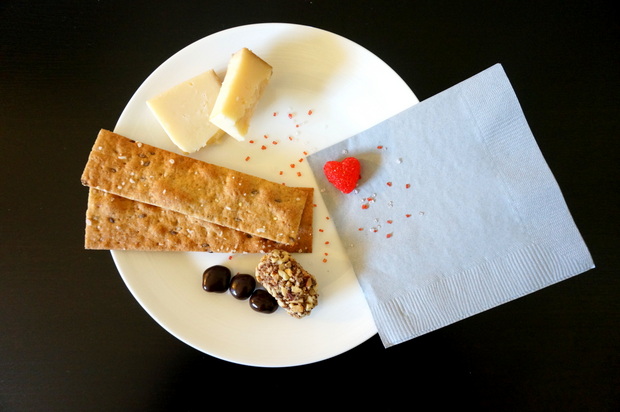 A Valentine's Day cheese and chocolate plate