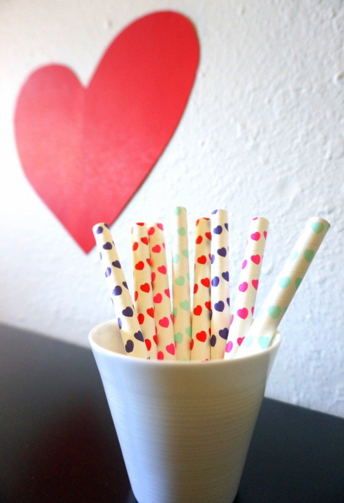 Heart-themed party straws