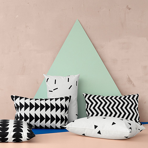Black and white pillows from ferm Living