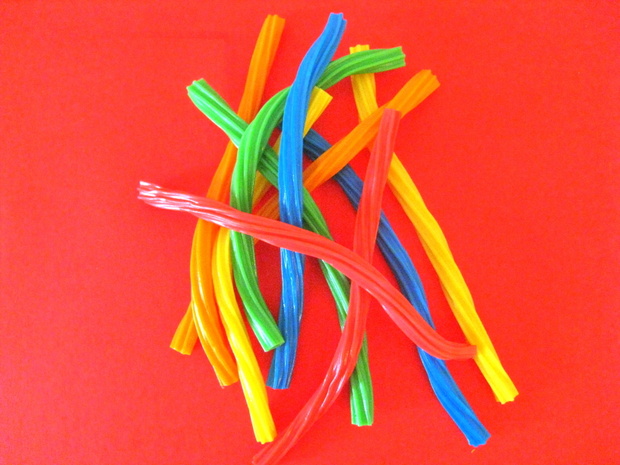 Licorice in primary colors