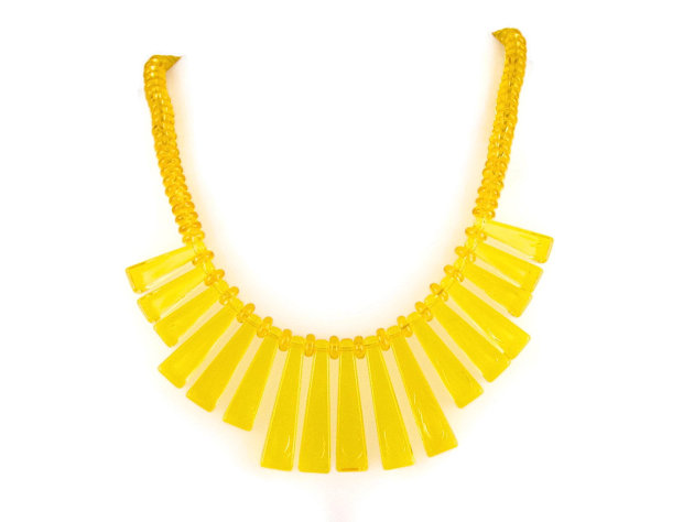 Yellow 1980s Lucite necklace from Etsy shop Orbiting Debris