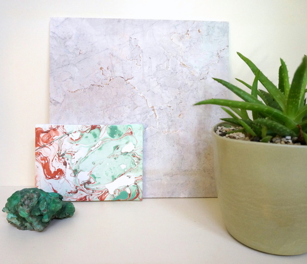 Marble art meets plant and mineral decor
