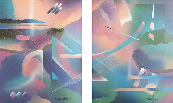 Set of 2 '80s Geometric Space Art Posters via Etsy shop I Luv Belle Art