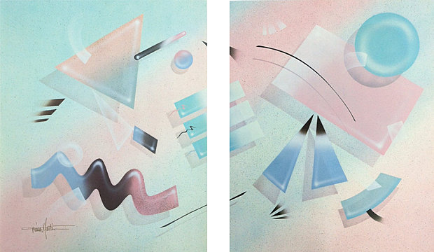 Set of 2 Geometric '80s Posters via Etsy shop I Luv Belle Art