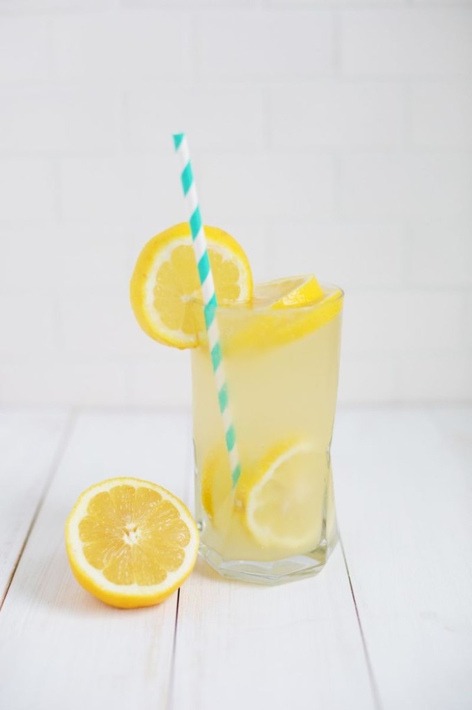 A lemon and ginger beer mocktail from A Beautiful Mess